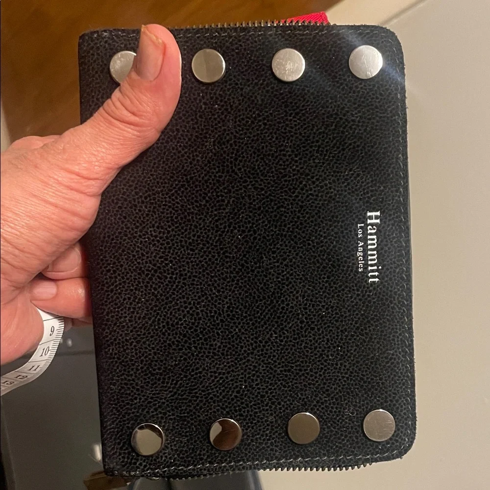 Hammitt Black  Pebbled Leather Stud Zip Wallet - Picture 4 of 6
